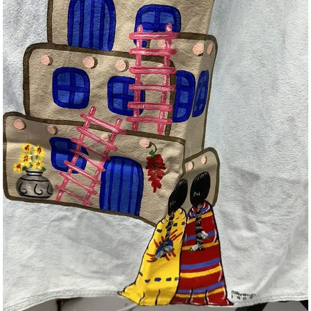 Vintage 80s Sunbelt Denim Cotton Hand Painted Set Made In USA - Picture 4 of 14